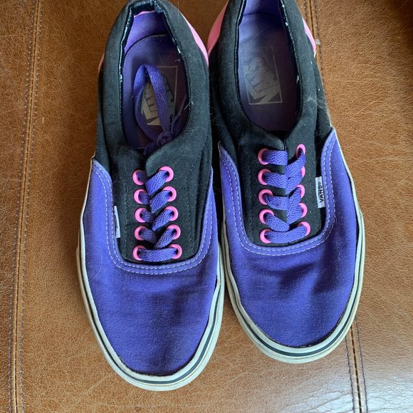 purple and turquoise vans